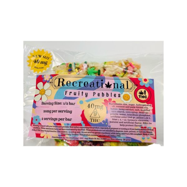 40 mg Delta 9 THC Fruity Pebble Cereal Bar by Recreational LLC